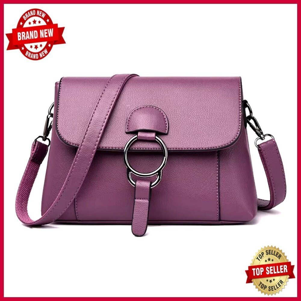 Vegan Leather Crossbody Tote Bag with Multi-Pockets, Adjustable Strap
